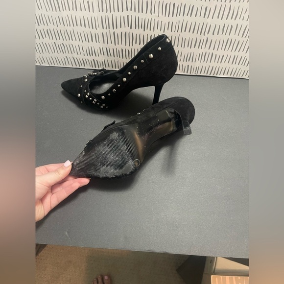 BCBG Generation -  Black Suede Studded Leather Stiletto Women’s Heels Size 7.5 - Picture 2 of 8